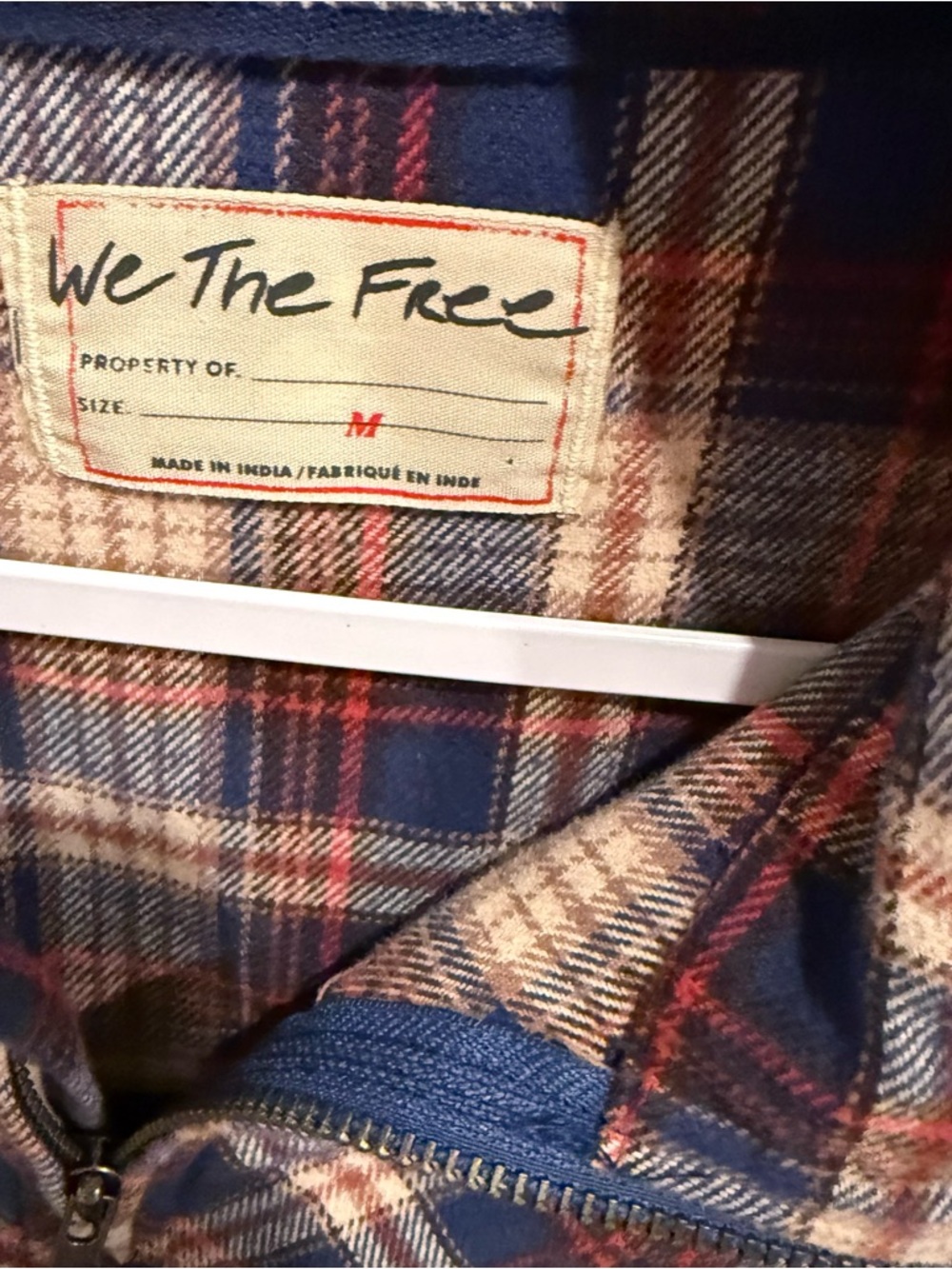 We The Free Blue Plaid Half-Zip Flannel Shirt - Picture 2 of 3